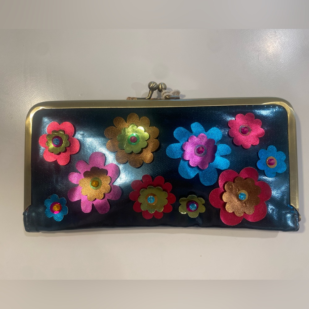 NWT metallic blue floral wallet Popular Gifts For Girls